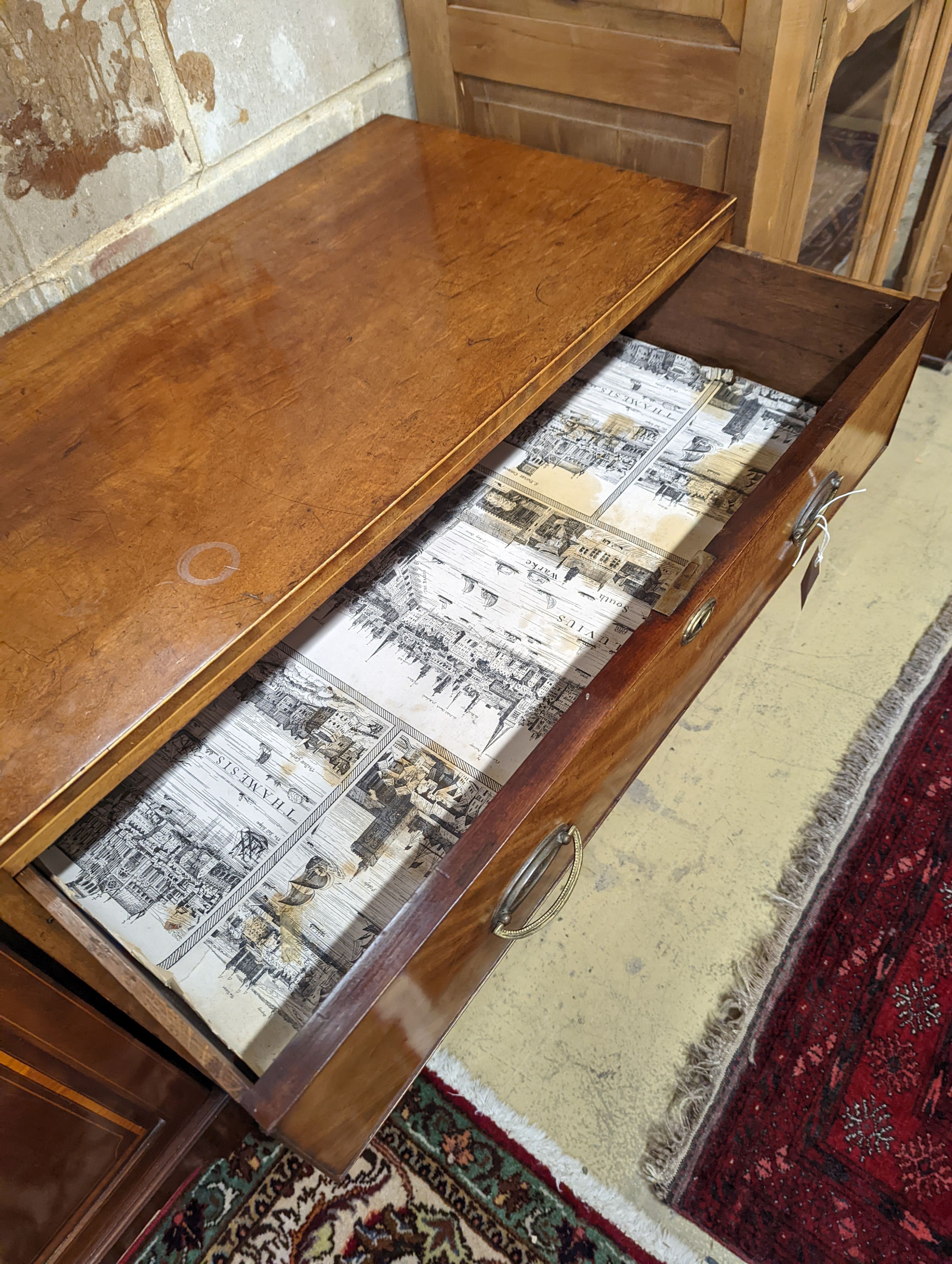 A George III mahogany three drawer chest, width 91cm, depth 50cm, height 88cm